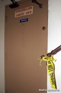 office-door The closed door of the Chetwood Hotel manager's office, where Oyama was found injured and bleeding.
