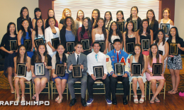 OCSA Nikkei awards 2013 web Front, from left: Dani Iwami, Karli Kato, Mari Shigemasa, Wes Mitter, Spencer Miller, Darren Kusumoto, Michele Park, Lili Hamada. Middle: Jill Nakaso, Amy Yoshinaga, Lindsay Uyematsu, Emma Shimizu, Rachel Williams, Lisa Yamashita, Kylie Masumiya, Jade Santos, Taylor Hirata, Alyssa Movchan, Rachel Masai, Aikane Higa. Back: Tracie Hara, Kaitlin Hara, Stephanie Louie, Erica Avila, Lauren Hong, Kaelyn Kawamoto, Erica Sugimoto, Sara Jinkawa, Caroline “CoCo” Miller, Kara Shimasaki, Amanda Braesch. Not pictured: Kai Sato.